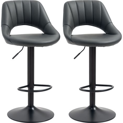Swivel Bar Stools, Set of 2, Footrest, 52 x 47 x 109 cm, Grey (1/5)