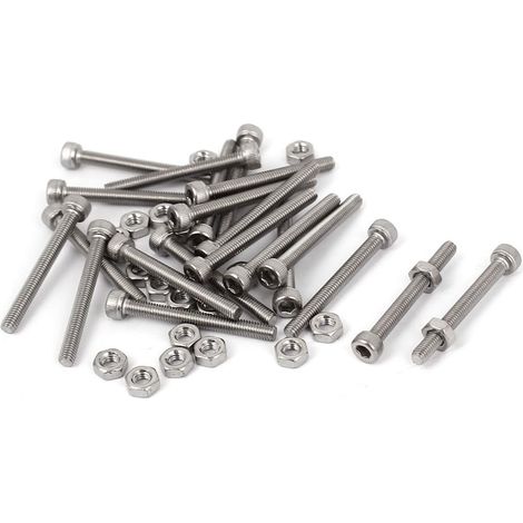 Lot de 20 M3x 28mm tête hexagonale Boulons vis moletée Écrous (1/5)