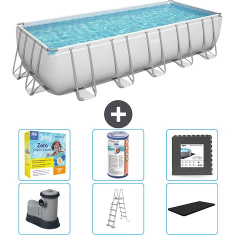 Piscine Rectangulaire Bestway Power Steel - 640 x 274 x 132 - Grise - Comprend des Accessoires CB35 (1/4)