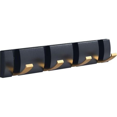 Wandgarderobe mit 4 Haken, 32 cm (12,5 Zoll), schwarz-gold, modernes und robustes Design. Zusammenklappbare und platzsparende Wandhaken zum Aufhängen von Mänteln, Hüten, Schals, Regenschirmen und Schl (1/5)