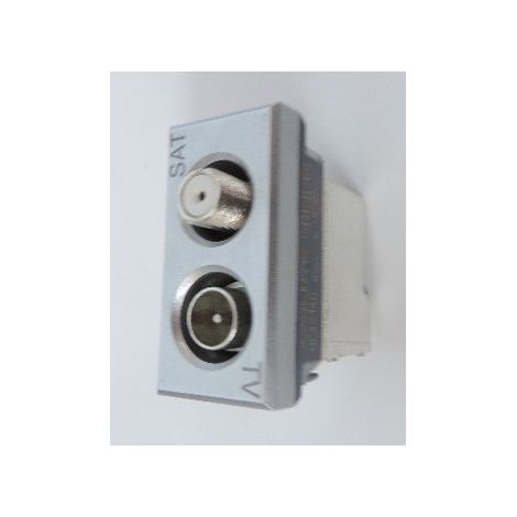 Prise TV-SAT aluminium 1 module sortie TV mâle ø9.52mm + SAT "F" AXOLUTE BTICINO HC4214D
