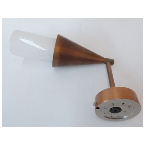 Applique murale cuivre et verre opale 95X305X210mm lampe incandescente D45 E14 40W 400lm 230V IP 44 BEGA 1251
