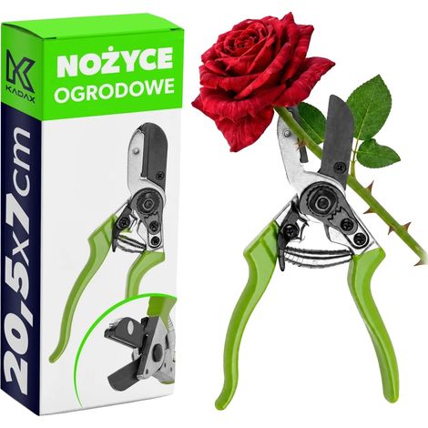 Tijeras de podar, diseño ergonómico, hojas de acero al carbono, color verde. (1/5)