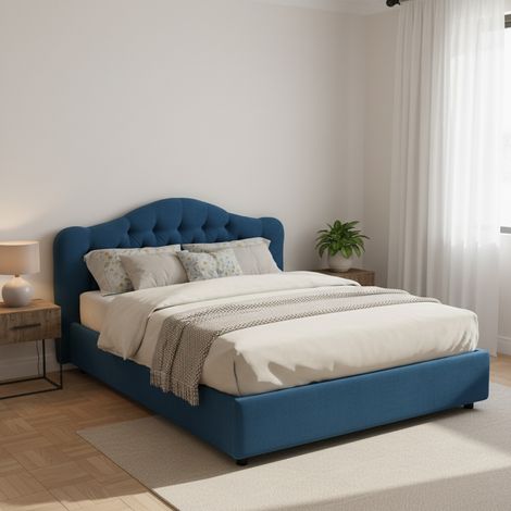 Arex Doppelbett, abnehmbar, mit Stauraum, Made in Italy, Matratze 160x190 cm, blau (1/5)