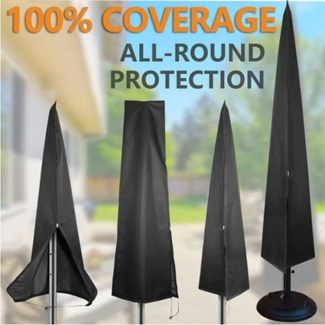Housse de parasol noire (tissu Oxford 210D) - Housse de parasol de jardin coupe-vent et anti-UV (220 50 30 cm) (1/5)