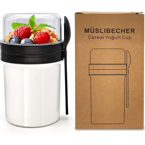 Pot de yaourt à emporter, scellé, idéal pour le petit-déjeuner, couleur blanche – (1/5)