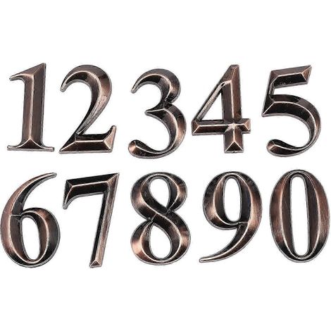 Lot de 10 chiffres pour portail (0 à 9) - Plaque numérotée pour porte tiroir hôtel maison - Autocollant pour adresse (1/5)