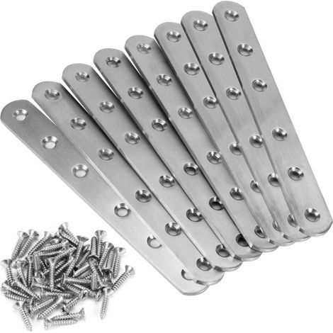 8 pièces Pattes D'assemblage en Inox Sont,Supports de Fixation Droits Plats Plaques Métalliques Supports D’angle Plats,Plaque de Réparation Meubles (158x20x3mm) (1/5)