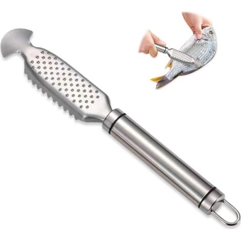 Couteau Ecailleur Poisson en Acier Inoxydable,Grattoir Poisson Dentelé éPlucheur,Fish Scale Remover,Outil Nettoyage Poisson,Détartreur de Poisson,Écailleur Poisson Manuel pour Cuisson (1/5)