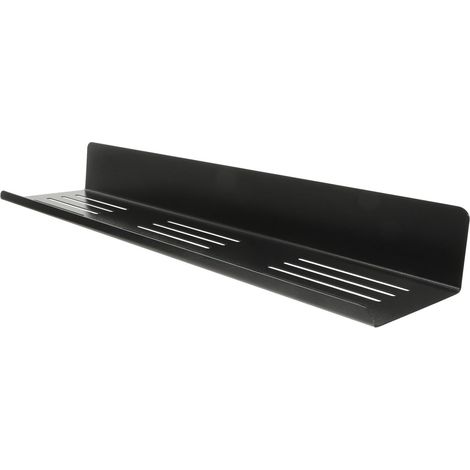 Étagère murale de salle bain, 40 cm, acier inoxydable noir, sans perçage, rangement pour douche et (1/5)