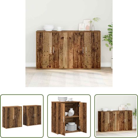 Rangement salon -  Buffet 2 pcs Bois ancien 60 x 31 x 70 cm Bois d'ingénierie (1/5)