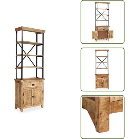 Vintage Design - vidaXL Sideboard mit Ablagen Massivholz Mango 65x30x180 cm - Wohnzimmermöbel (1/5)