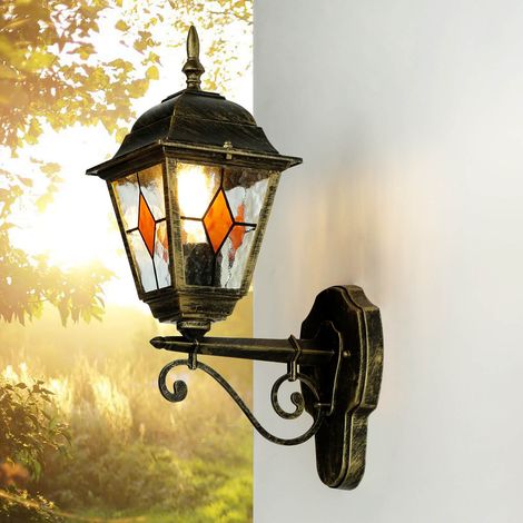 Tiffany Stil Lampe außen in Gold Antik E27 SALZBURG