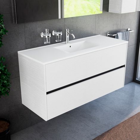 Inda - Mobile bagno 120 cm Diamante Olmo bianco con 2 cassetti e (1/4)
