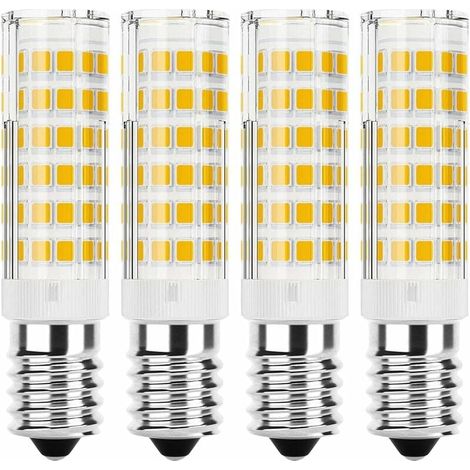 Paquete de 4 bombillas LED E14 de 7 W, 6000 K, luz blanca fría, bombilla LED de maíz, bombilla halógena equivalente a LED E14, no regulable, sin parpadeo, luz de 360° para sala de estar, nevera, luz L (1/5)