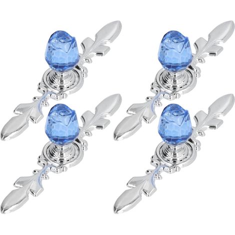 Pack of 4 Crystal Zinc Alloy Drawer Handles with Elegant European Style for Wardrobe/Cabinet (1/5)