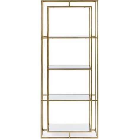 Etagère 4 niveaux en acier doré et miroir Louanor 68cm (1/5)