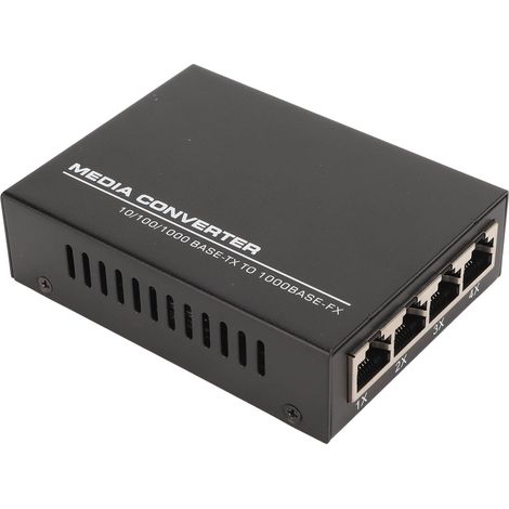 Convertisseur Fibre Optique 1 Port SFP et 4 Ports Gigabit RJ45, Compatible jusqu'à 25km, Alimentation 100-240V pour Europe (1/5)