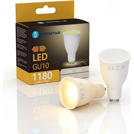 Aigostar Lampadina LED GU10 15W 1180lm 3000K Luce Calda 50x80mm Alluminio 2Pezzi (1/5)