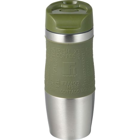 Vaso de viaje de acero inoxidable, verde oliva, experto, 360 ml, ø8,3 x 21,2 cm