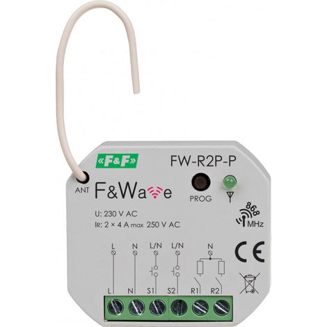 Bistabiles Funk-Doppelrelais für Unterputzdose 60 85÷265 V AC/DC, multifunktional, für Unterputzmontage FW-R2P-P