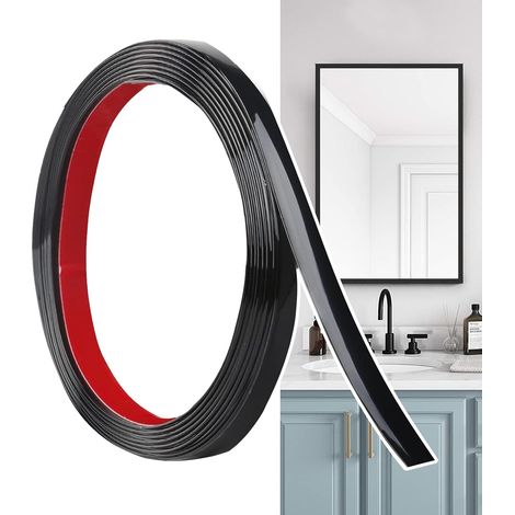 Moulure Décorative Autoadhésive Noir Mat (6M x 1cm) Peler et Coller, Bandes Murales en PVC Flexibles, idéales pour Mur, Miroir, Plafond, Sol, Armoire, Carrelage, Bords, Moulures DIY (1/5)