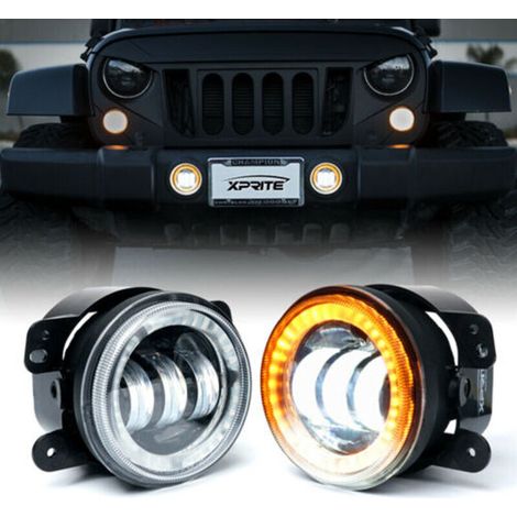 LED fog lights for Jeep Wrangler, 4-inch, 30 W, with light ring, front headlights for customising Harley-Davidson motorcycles (1/5)