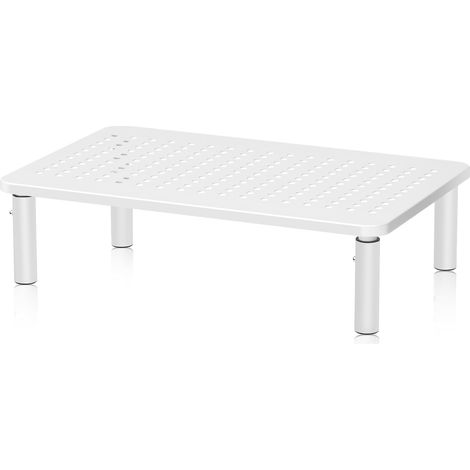 Rehausseur Ecran PC Bureau (370X235MM), Support Moniteur Ergonomique à 3 Hauteurs Réglables pour Ordinateur Portable, iMac, PC, jusqu'à 20 kg, Blanc (1/5)
