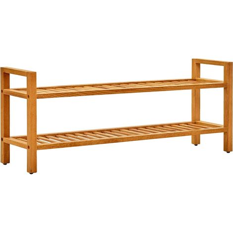 Schuhregal mit 2 Etagen 100x27x40 cm Massivholz Eiche