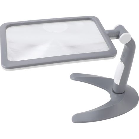 Loupe avec support lumineux, 48 LED, grossissement 2,5x, rotation, 3 températures de couleur réglables, idéale pour la lecture, les seniors et les personnes malvoyantes (noir). (1/5)