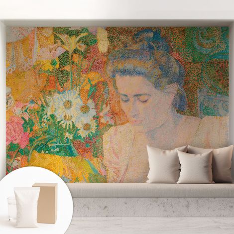Papier peint intissé mural avec imprimé motifs uniques apparence moderne - Colle incluse gratuite Portrait floral 208x146 cm (1/5)