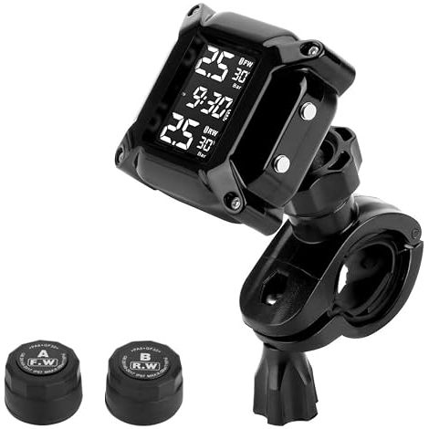 Motorcycle TPMS Motorcycle Tire Pressure Monitoring System with 2 External Sensors LCD Display Anti-Off Waterproof Car Alarm System (1/5)