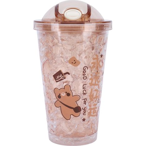 Tragbarer Eisbecher für Kinder – Isolierbecher mit Strohhalm für Mädchen, Sommer (1/5)