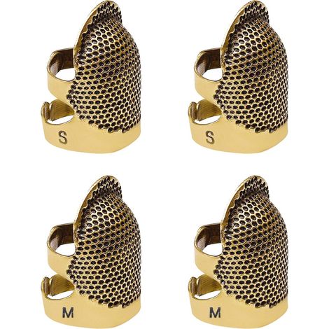 Ein Set aus 4 Fingerhüten/Fingerschützern, verstellbare Fingerschützer aus Metall, geeignet zum Nähen in 2 Größen. (1/5)