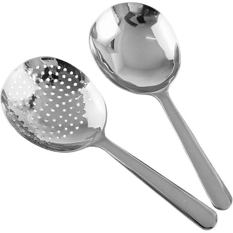 Cuillère de service à manche court en acier inoxydable 304 de qualité alimentaire, polie miroir, grande cuillère profonde, ustensile polyvalent et robuste pour les repas à la maison. (1/5)