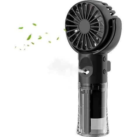 Tragbarer, wiederaufladbarer Sprühventilator mit 4 Geschwindigkeitsstufen, für Reisen und den Einsatz im Freien (schwarz)