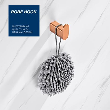 Porte-serviettes/porte-papier toilette/crochet pour peignoir/porte-gobelet/brosse WC/porte-savon/accessoires de salle de bain en or rose brossé (1/5)