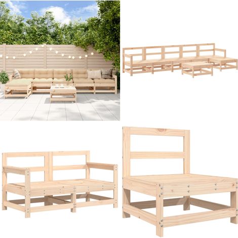 7-tlg. Garten-Lounge-Set Massivholz Kiefer - Gartenmöbel - Loungesessel - Rattan Möbel - Outdoor Furniture - Kiefernholzmöbel - Home & Living (1/5)