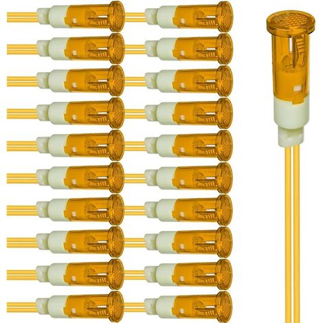 Gebildet 20pcs Voyant LED 10mm Économie d'énergie Voyant LED Tension Courant 220V AC Trou de Montage Carré Taille 10mm (Jaune) (1/5)