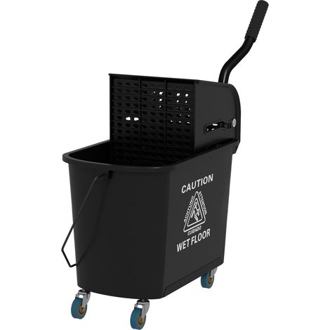 HOMCOM Carrello Pulizie da 20L con Secchio e Strizzatore in PP Nero