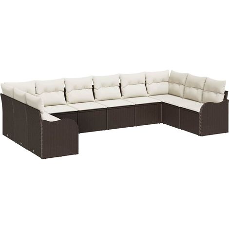 Garden Sofa Set Brown 344 x 177.5 x 85 cm Poly Rattan vidaXL