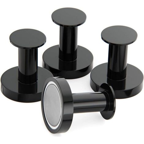 Houhence – Porte manteau aimanté avec 4 crochets muraux noirs – Charge maximale 30 kg – Aimants en métal néodyme pour fixation sur porte et frigo (1/5)