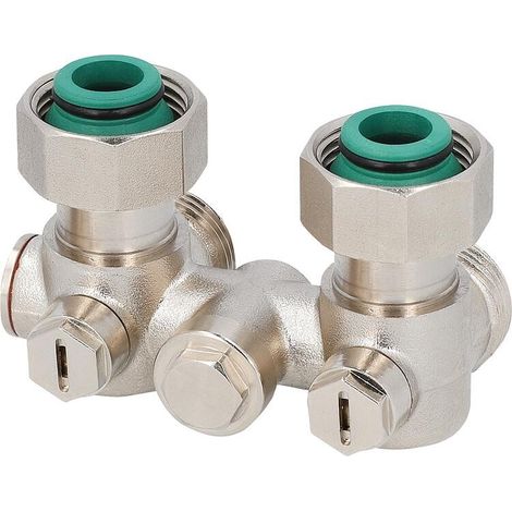 Bloc de robinet monotube pour raccord de radiateur DN20 (3/4") Eurocône, modèle équerre