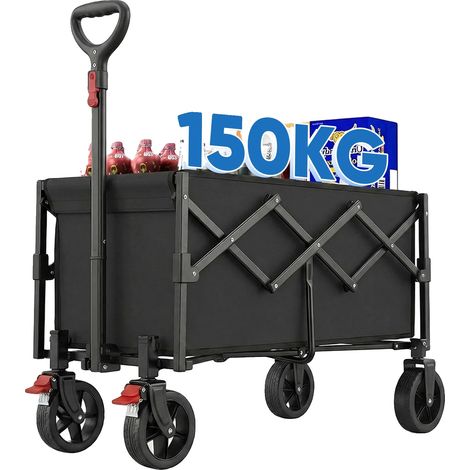 Handwagen, faltbar, hohe Tragfähigkeit, schwarz (1/2)