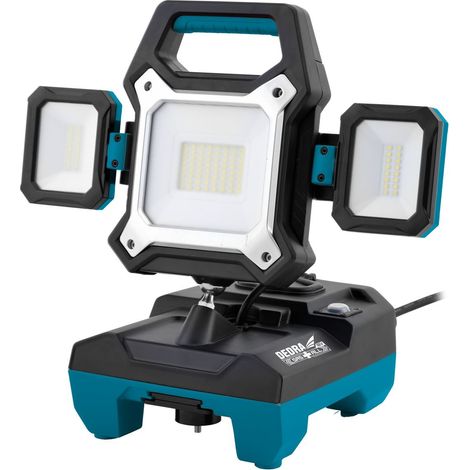 Lámpara de taller LED DEDRA de 25 W/45 W - Cabezales móviles, batería