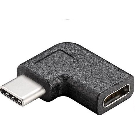 goobay 45402 Adaptador USB-C, de Enchufe USB-C a Enchufe USB-C, en ángulo de 90° Derecha/Izquierda, Negro (1/4)