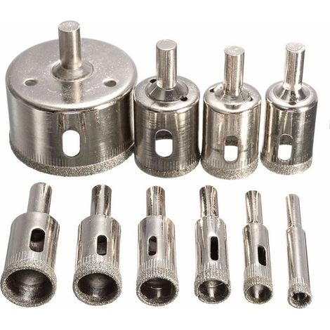 Ensemble de 10 forets HSS à revêtement diamant pour carrelage, marbre, verre et céramique, scie cloche pour outils électriques, 6 mm à 32 mm (0,23 à 1,26 po) (1/5)