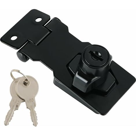 Cadenas avec clé, convient pour les tiroirs, les meubles, les boîtes aux lettres, 8 cm, noir. (1/5)