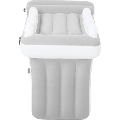 Lit d'avion gonflable pour tout-petit, matelas d'air épais en tissu floqué, pliable, extension de siège auto pour les voyages et les longs trajets, gris (1/5)