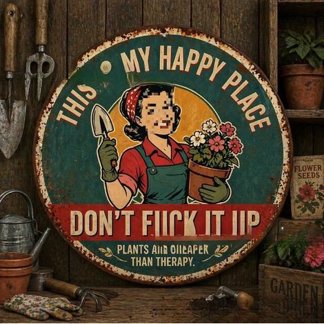 New Funny Vintage Grill Wall Decor - Fun Retro BBQ Grill Wall Hanging Tag - Women's Gardening - 40cm